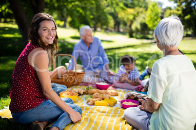 Happy family enjoying in park