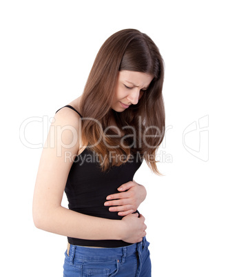 girl with stomach ache