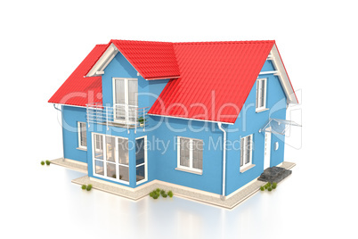 3d - blue single family house