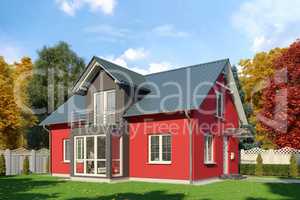 3d - single family house - autumn - day