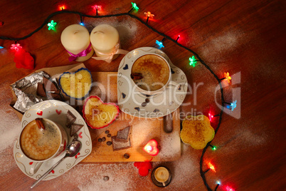 Romantic dinner with candles