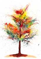 Watercolor autumn tree