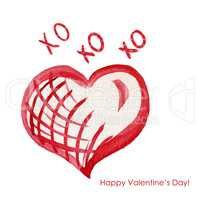 Watercolor heart greeting card - XOXOXO Happy Valentine'sDay