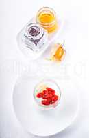 Yoghurt with goji berries, chia seeds and honey