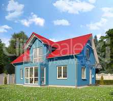 3d - single family house - summer - day