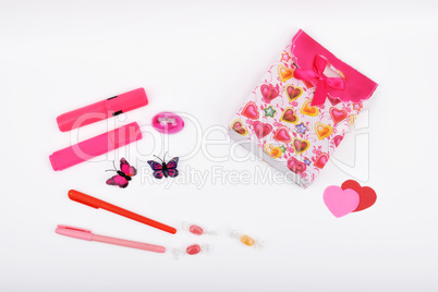 Layout objects isolated on the topic - Valentine's Day