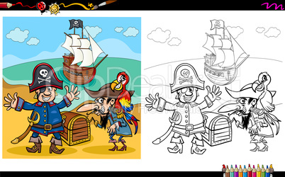 pirates with treasure coloring page