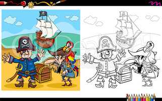 pirates with treasure coloring page