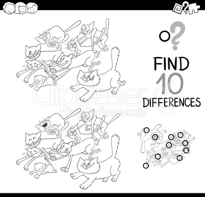 cat difference game coloring page