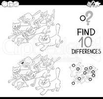 cat difference game coloring page