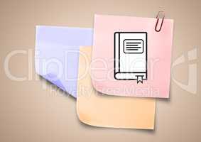 Composite image of colored Sticky Note Learning Book Icon Education