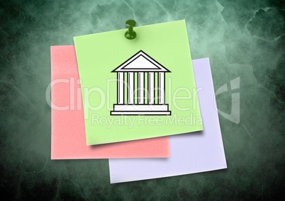 Sticky Note with education Icon against green background