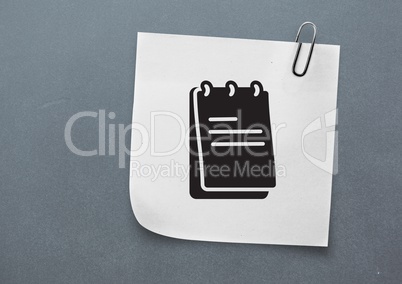 Sticky Note with Notepad Icon against neutral grey background