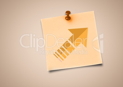 Composite image of orange Sticky Note Arrow Icon