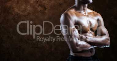 Composite image of black man Fitness Torso against brown background