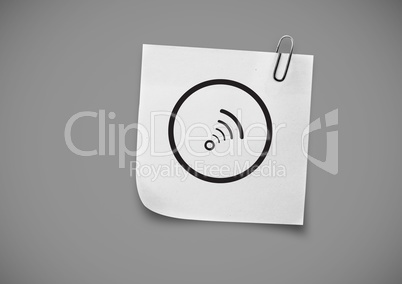 Sticky Note with Wifi Icon against a neutral grey background