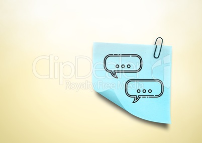 Composite image of blue Sticky Note Speech Bubble Chat