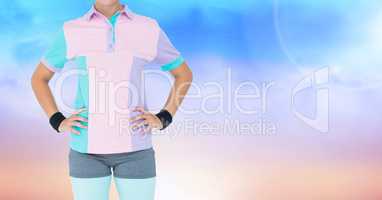 Fitness Torso against a blue and pink background
