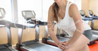 Composite image of woman Fitness Torso against gym