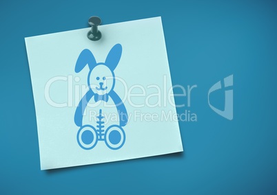 Sticky Note with Soft toy Rabbit Bunny Icon