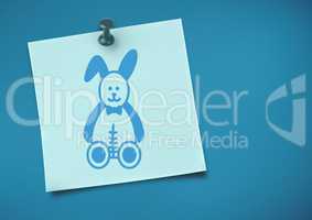 Sticky Note with Soft toy Rabbit Bunny Icon