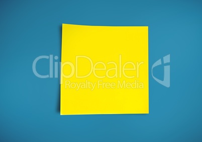 Composite image of yellow Sticky Note against blue background