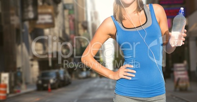 Fitness Torso against a city background