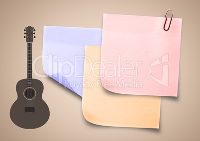 Composite image of Sticky Note Music Guitar Icon