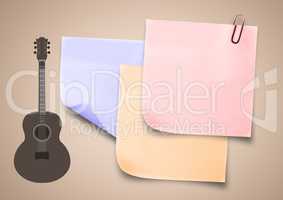 Composite image of Sticky Note Music Guitar Icon