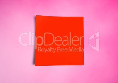 Composite image of red Sticky Note against pink background