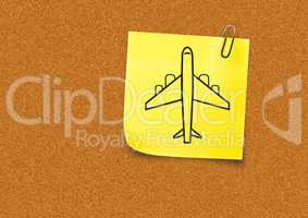 Composite image of Sticky Note Plane icon against orange background