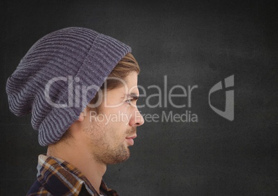 Man in beanie against grey background