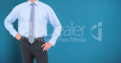 Businessman Torso against a neutral blue background