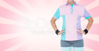 Composite image of Fitness Torso against pink background