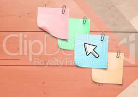 Composite image of colored Sticky Note Arrow Icon