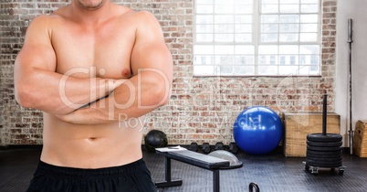 Fitness man Torso in a gym