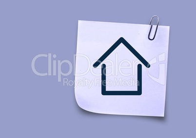 Sticky Note with Home Icon against neutral background