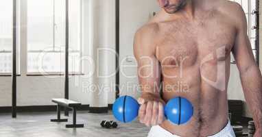 Fitness man Torso making fitness exercises in a gym
