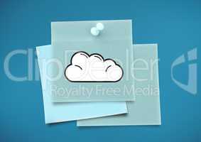 Sticky Note with Cloud icon against neutral blue background
