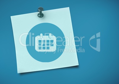 Sticky Note with Calendar Icon against neutral blue background