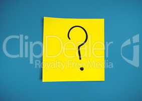 Sticky Note with Question Icon against neutral blue background
