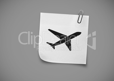 Composite image of white Sticky Note Plane icon