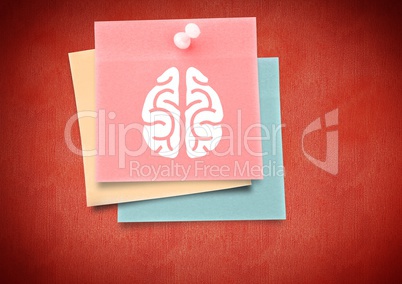 Composite image of colored Sticky Note Brain icon