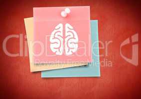 Composite image of colored Sticky Note Brain icon