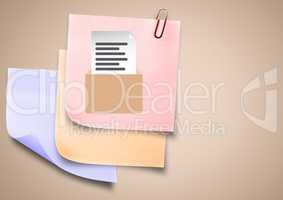 Sticky Note with Paper File Icon against cream background