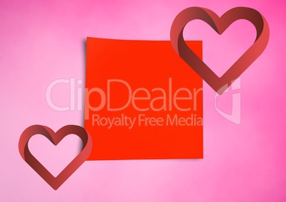 Composite image of red Sticky Note hearts