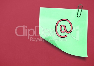 Sticky Note with Email icon against red background