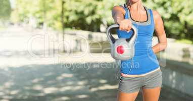 Fitness woman Torso making exercises in the street