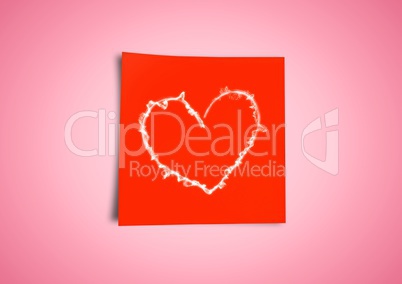 Composite image of red Sticky Note Heart