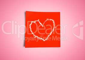 Composite image of red Sticky Note Heart